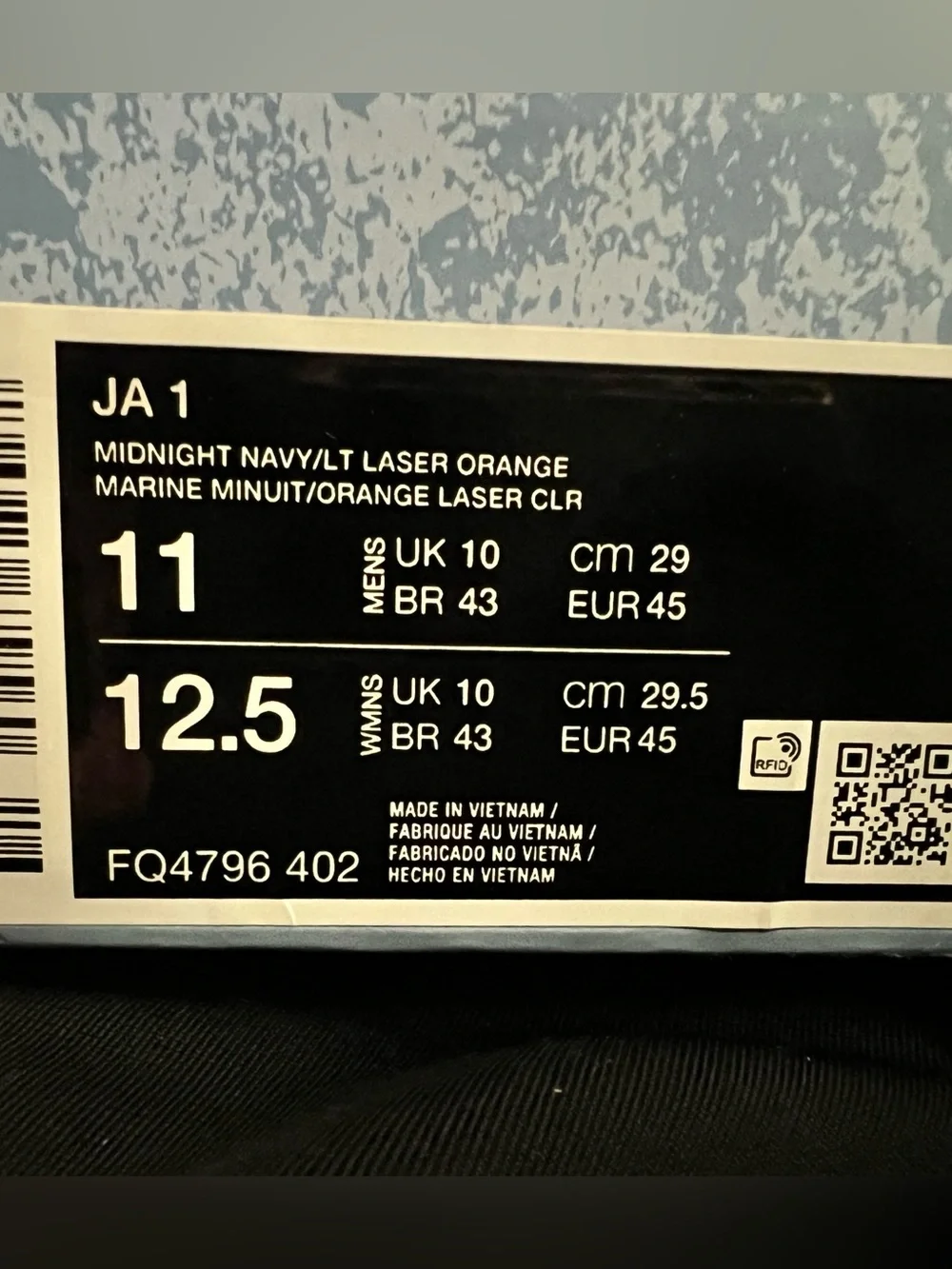Nike Ja 1 Midnight Navy Laser Orange Basketball Shoes  Size 11 FQ4796-402 NWT